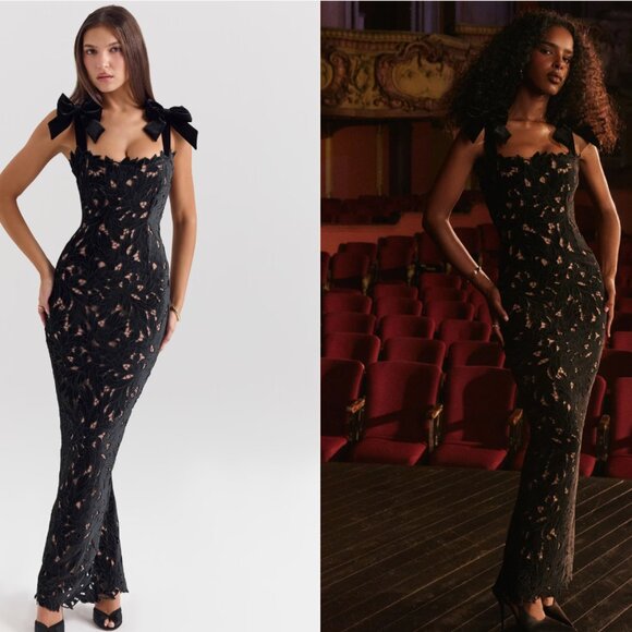 House of CB ´Tiff´ Black Velvet Lace Maxi Dress...